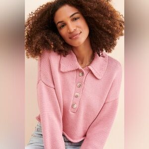 Show Me Your Mumu Crawford Collared Sweater Pink Knit